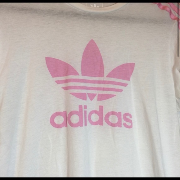 Kids large adidas pink trefoil with 3 stripe on arm - Picture 9 of 12